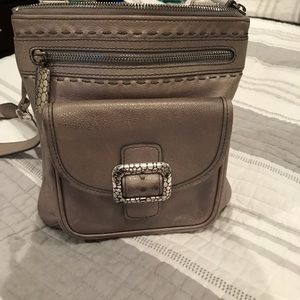 Brighton Crossbody Silver Leather w/ organizer